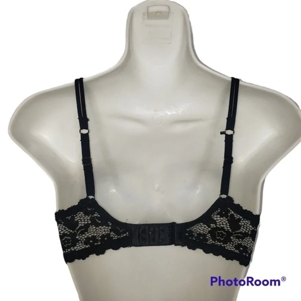 NO BOUNDARIES BLACK LACE UNDERWIRE BRA WITH ADJUSTABLE CROSS BACK SIZE 32B
